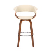 Julyssa 26" Counter Height Swivel Cream Faux Leather and Walnut Wood Bar Stool - Furniture City (CA)l