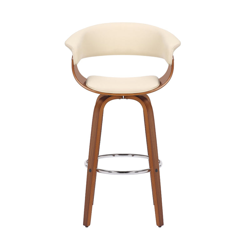 Julyssa 26" Counter Height Swivel Cream Faux Leather and Walnut Wood Bar Stool - Furniture City (CA)l