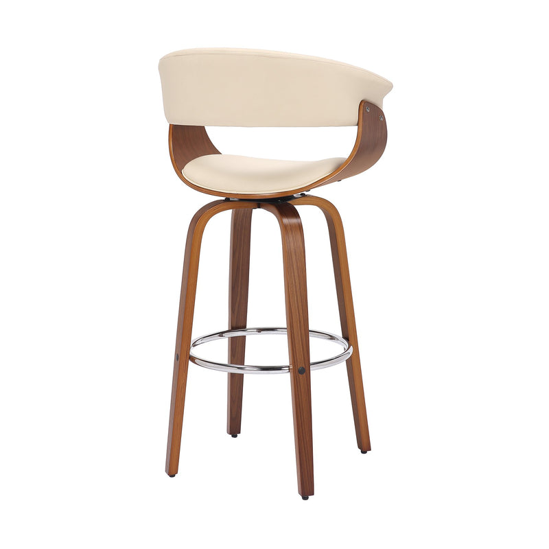 Julyssa 26" Counter Height Swivel Cream Faux Leather and Walnut Wood Bar Stool - Furniture City (CA)l