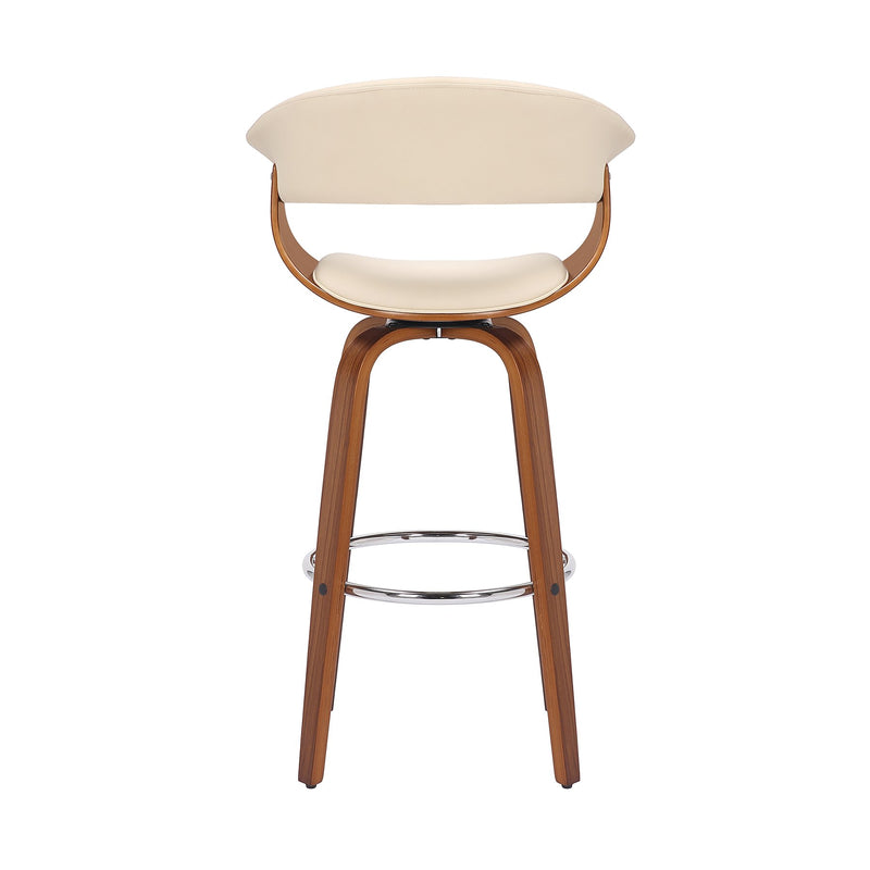 Julyssa 26" Counter Height Swivel Cream Faux Leather and Walnut Wood Bar Stool - Furniture City (CA)l