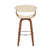 Julyssa 30" Bar Height Swivel Cream Faux Leather and Walnut Wood Bar Stool - Furniture City (CA)l