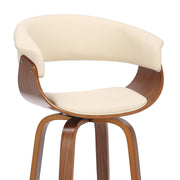 Julyssa 30" Bar Height Swivel Cream Faux Leather and Walnut Wood Bar Stool - Furniture City (CA)l