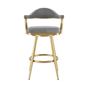 Justin 26" Swivel Counter Stool with Gold Brushed Stainless Steel and Anchor Gray Fabric - Furniture City (CA)l