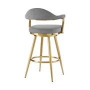 Justin 26" Swivel Counter Stool with Gold Brushed Stainless Steel and Anchor Gray Fabric - Furniture City (CA)l