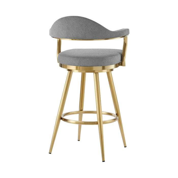 Justin 26" Swivel Counter Stool with Gold Brushed Stainless Steel and Anchor Gray Fabric