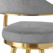 Justin 26" Swivel Counter Stool with Gold Brushed Stainless Steel and Anchor Gray Fabric - Furniture City (CA)l