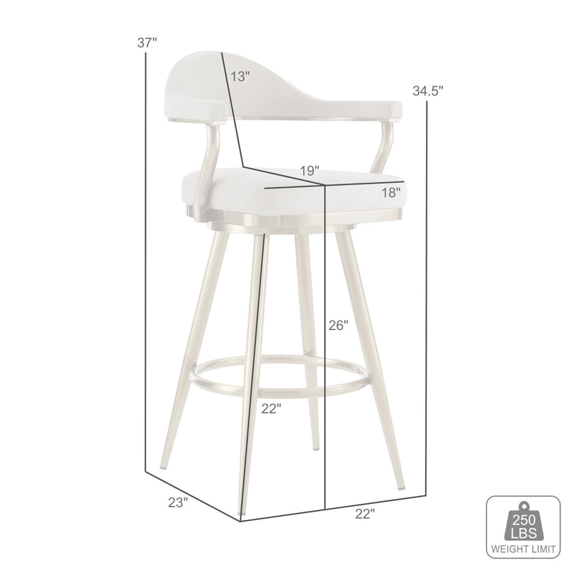 Justin 26" Swivel Counter Stool with Gold Brushed Stainless Steel and Anchor Gray Fabric - Furniture City (CA)l