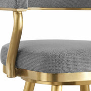 Justin 30" Swivel Bar Stool with Gold Brushed Stainless Steel and Anchor Gray Fabric - Furniture City (CA)l