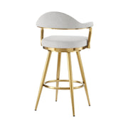 Justin 26" Swivel Counter Stool with Gold Brushed Stainless Steel and Silver Fabric - Furniture City (CA)l