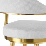 Justin 26" Swivel Counter Stool with Gold Brushed Stainless Steel and Silver Fabric - Furniture City (CA)l