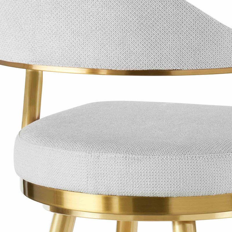 Justin 26" Swivel Counter Stool with Gold Brushed Stainless Steel and Silver Fabric - Furniture City (CA)l