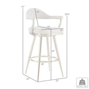 Justin 30" Swivel Bar Stool with Gold Brushed Stainless Steel and Silver Fabric - Furniture City (CA)l