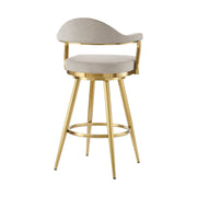 Justin 26" Swivel Counter Stool with Gold Brushed Stainless Steel and Taupe Fabric - Furniture City (CA)l