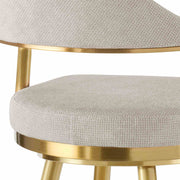 Justin 26" Swivel Counter Stool with Gold Brushed Stainless Steel and Taupe Fabric - Furniture City (CA)l