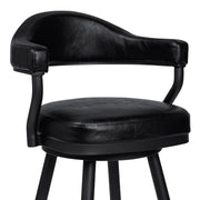Justin 26" Counter Height Swivel Vintage Black Faux Leather Bar Stool with Black Metal Legs - Furniture City (CA)l