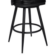 Justin 26" Counter Height Swivel Vintage Black Faux Leather Bar Stool with Black Metal Legs - Furniture City (CA)l