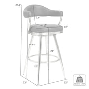 Justin 26" Counter Height Swivel Vintage Coffee Faux Leather Bar Stool with Black Metal Legs - Furniture City (CA)l