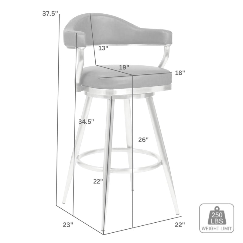 Justin 26" Counter Height Swivel Vintage Coffee Faux Leather Bar Stool with Black Metal Legs - Furniture City (CA)l