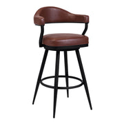 Justin 30" Bar Height Swivel Vintage Coffee Faux Leather Bar Stool with Black Metal Legs - Furniture City (CA)l