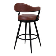 Justin 30" Bar Height Swivel Vintage Coffee Faux Leather Bar Stool with Black Metal Legs - Furniture City (CA)l
