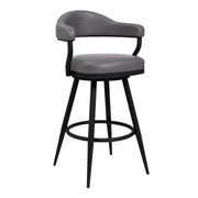 Justin 26" Counter Height Swivel Vintage Gray Faux Leather Bar Stool with Black Metal Legs - Furniture City (CA)l