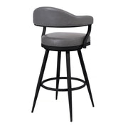Justin 26" Counter Height Swivel Vintage Gray Faux Leather Bar Stool with Black Metal Legs - Furniture City (CA)l
