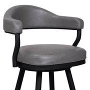 Justin 26" Counter Height Swivel Vintage Gray Faux Leather Bar Stool with Black Metal Legs - Furniture City (CA)l