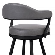 Justin 26" Counter Height Swivel Vintage Gray Faux Leather Bar Stool with Black Metal Legs - Furniture City (CA)l