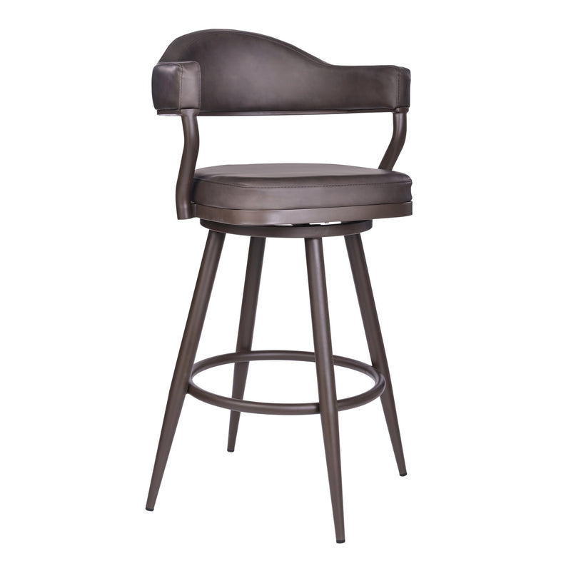 Justin 26" Counter Height Swivel Vintage Brown Faux Leather Bar Stool with Brown Metal Legs - Furniture City (CA)l