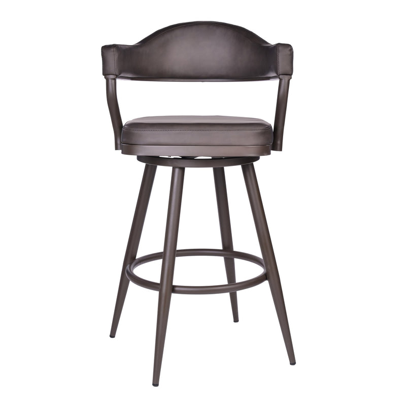 Justin 26" Counter Height Swivel Vintage Brown Faux Leather Bar Stool with Brown Metal Legs - Furniture City (CA)l