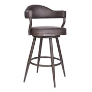 Justin 30" Bar Height Swivel Vintage Brown Faux Leather Bar Stool with Brown Metal Legs - Furniture City (CA)l