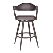 Justin 30" Bar Height Swivel Vintage Brown Faux Leather Bar Stool with Brown Metal Legs - Furniture City (CA)l