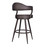 Justin 30" Bar Height Swivel Vintage Brown Faux Leather Bar Stool with Brown Metal Legs - Furniture City (CA)l
