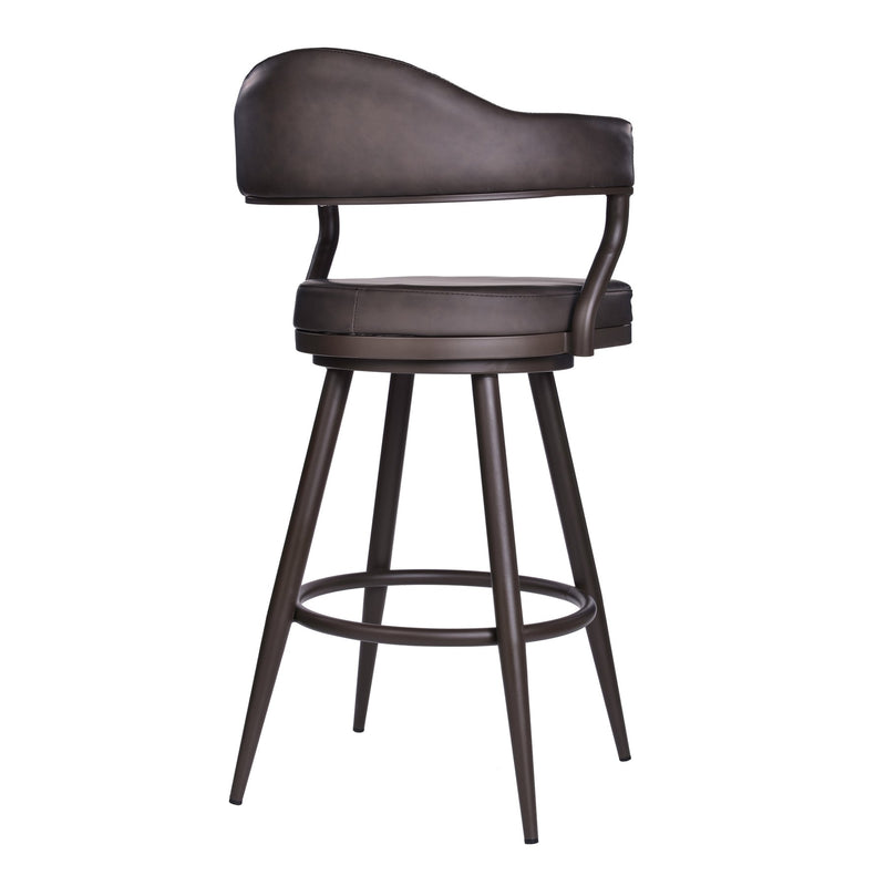 Justin 30" Bar Height Swivel Vintage Brown Faux Leather Bar Stool with Brown Metal Legs - Furniture City (CA)l