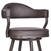 Justin 30" Bar Height Swivel Vintage Brown Faux Leather Bar Stool with Brown Metal Legs - Furniture City (CA)l