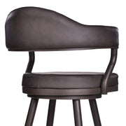 Justin 30" Bar Height Swivel Vintage Brown Faux Leather Bar Stool with Brown Metal Legs - Furniture City (CA)l