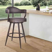 Justin 30" Bar Height Swivel Vintage Brown Faux Leather Bar Stool with Brown Metal Legs - Furniture City (CA)l