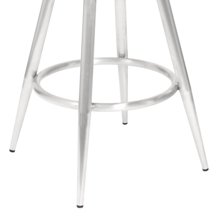 Justin 30" Bar Height Barstool in Brushed Stainless Steel and Vintage Black Faux Leather