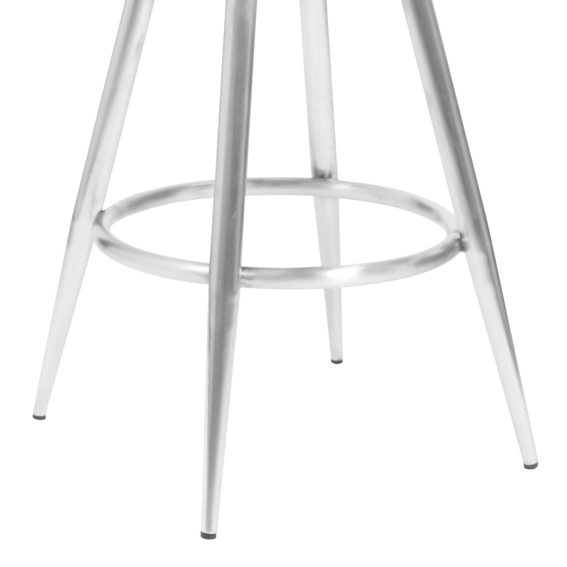 Justin 26" Counter Height Swivel Vintage Gray Faux Leather Bar Stool with Brushed Stainless Steel Legs - Furniture City (CA)l