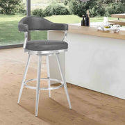 Justin 26" Counter Height Swivel Vintage Gray Faux Leather Bar Stool with Brushed Stainless Steel Legs - Furniture City (CA)l
