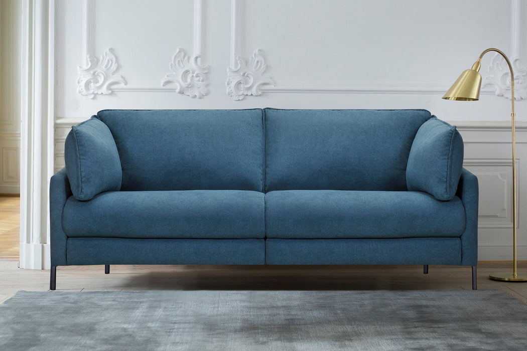 Juliett 80" Modern Blue Fabric Sofa with Power Footrest