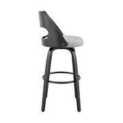 Julius 26" Gray Faux Leather and Black Wood Bar Stool - Furniture City (CA)l