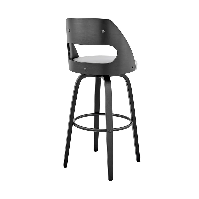 Julius 26" Gray Faux Leather and Black Wood Bar Stool - Furniture City (CA)l