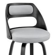 Julius 26" Gray Faux Leather and Black Wood Bar Stool - Furniture City (CA)l