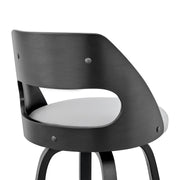 Julius 26" Gray Faux Leather and Black Wood Bar Stool - Furniture City (CA)l