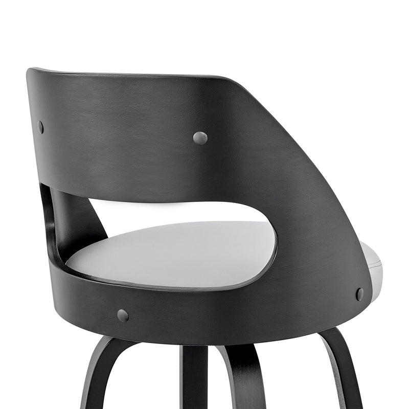 Julius 26" Gray Faux Leather and Black Wood Bar Stool - Furniture City (CA)l
