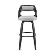 Julius 30" Gray Faux Leather and Black Wood Bar Stool - Furniture City (CA)l
