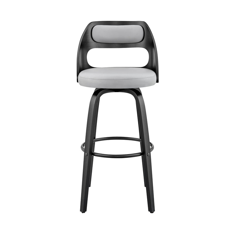 Julius 30" Gray Faux Leather and Black Wood Bar Stool - Furniture City (CA)l