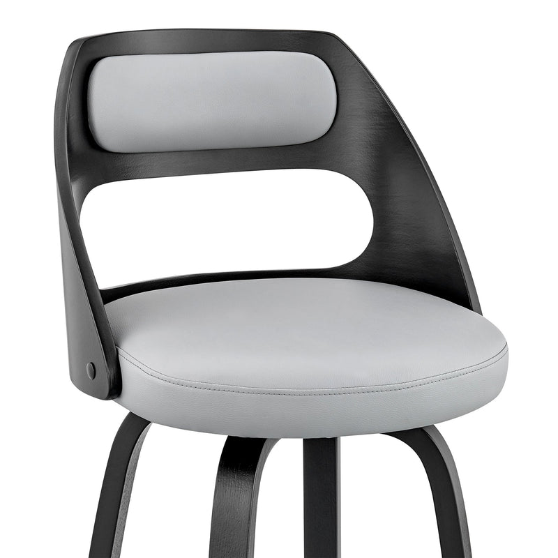 Julius 30" Gray Faux Leather and Black Wood Bar Stool - Furniture City (CA)l