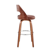 Julius 26" Brown Faux Leather and Walnut Wood Bar Stool - Furniture City (CA)l